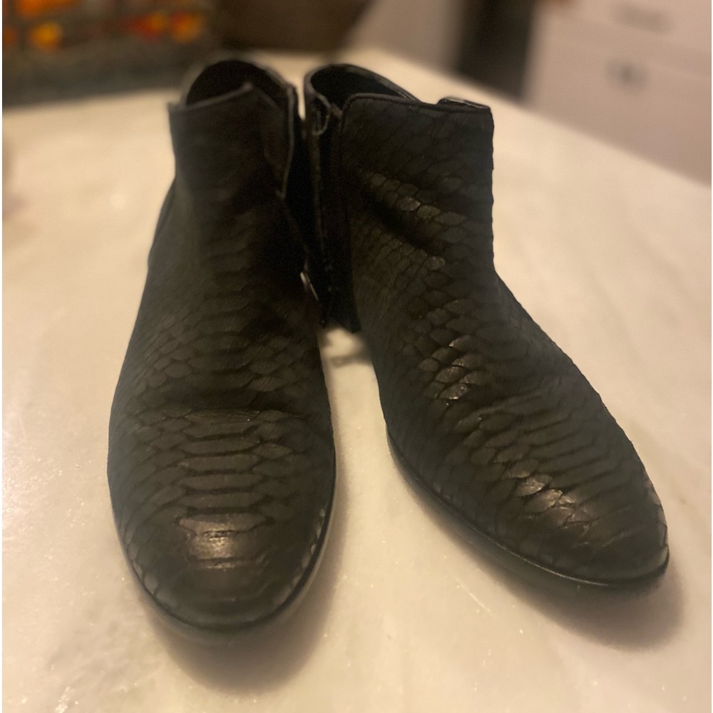 Same Edelman Snakeskin Booties Black